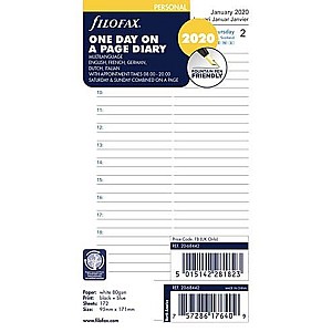 Filofax Refill 2026 Personal White - Dzień na 1 stronie