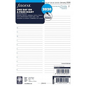 Filofax Refill 2026 A5 White - Day on 1 page