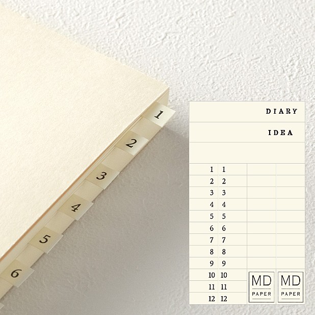 Diário de papel Midori MD A5 Códigos 1D/1P Bloco de notas com grelha de pontos