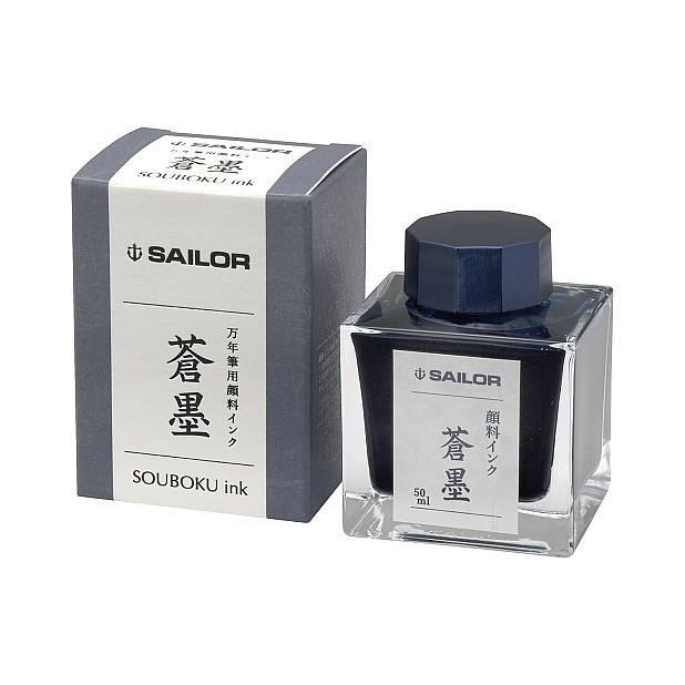 Sailor Pigment Souboku Blue-Black Ink - 50ml Ink Bottle
