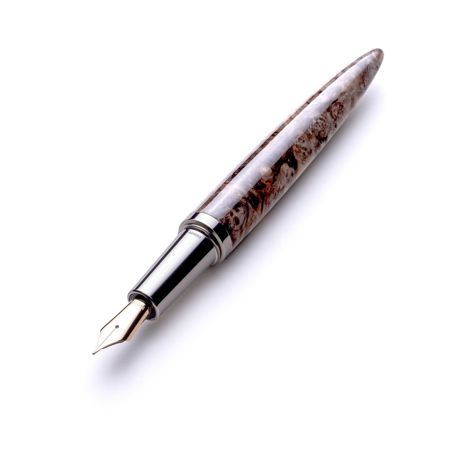 Ashera Aeon Dark Buckeye Burl Pluma estilográfica