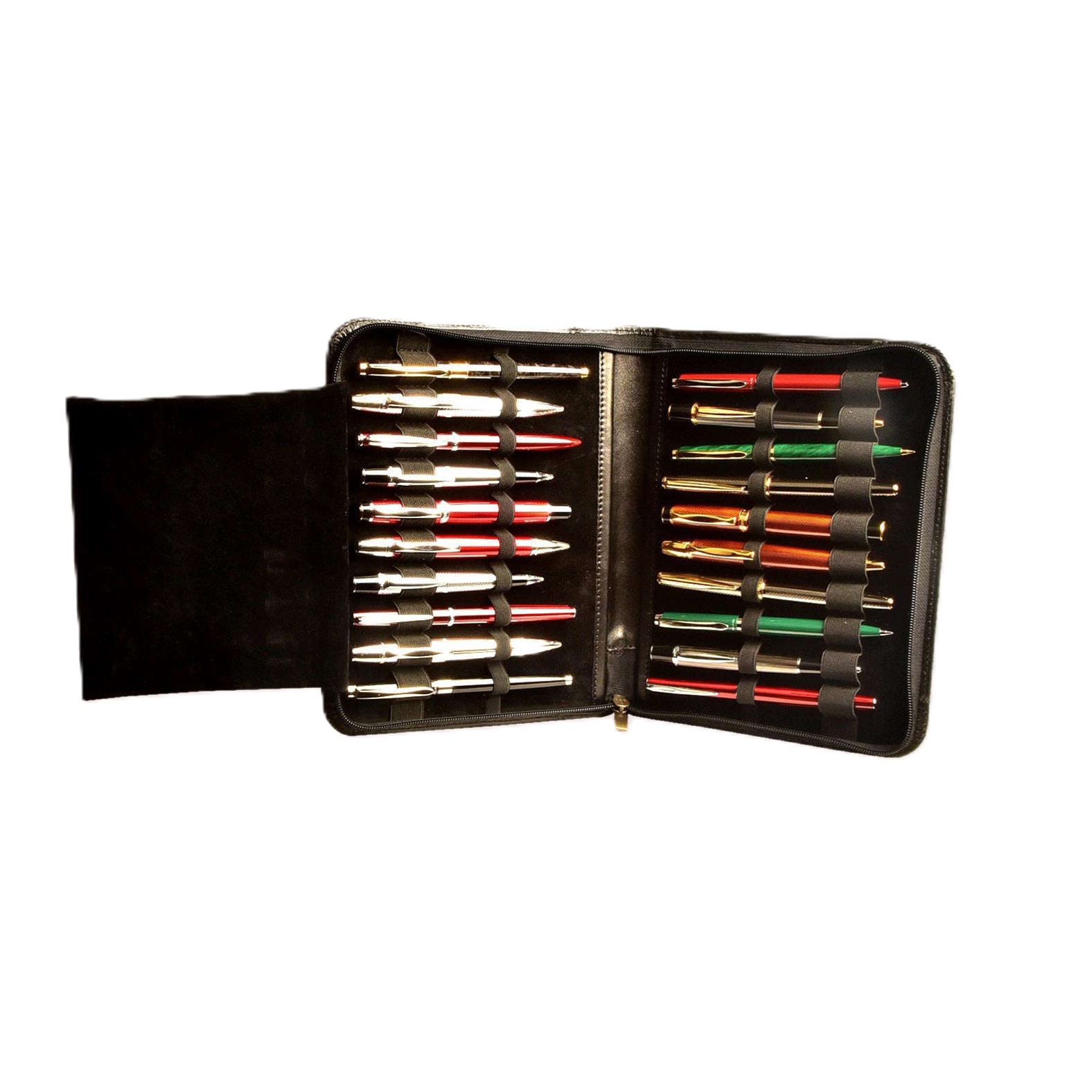 Aston Leather Black Collector's Zippered Pen Pouch (Twentyfold)