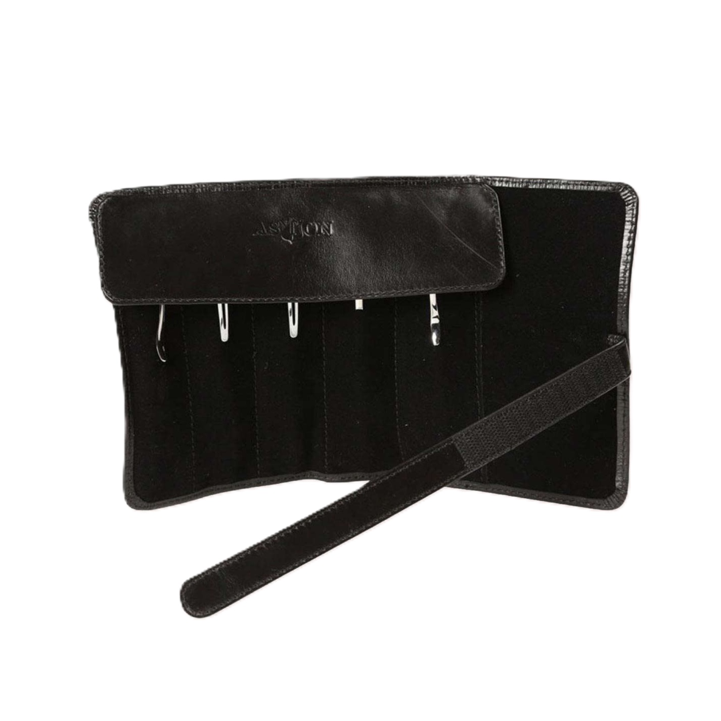 Aston Leather Black Roll Up Pen Pouch (Fivefold) Aston Leather Black Roll Up Pen Pouch (Fivefold)