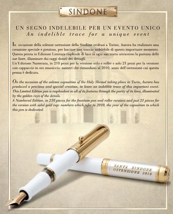 Aurora Sacra Sindone White and Sterling Silver Limited Edition Fountain Pen