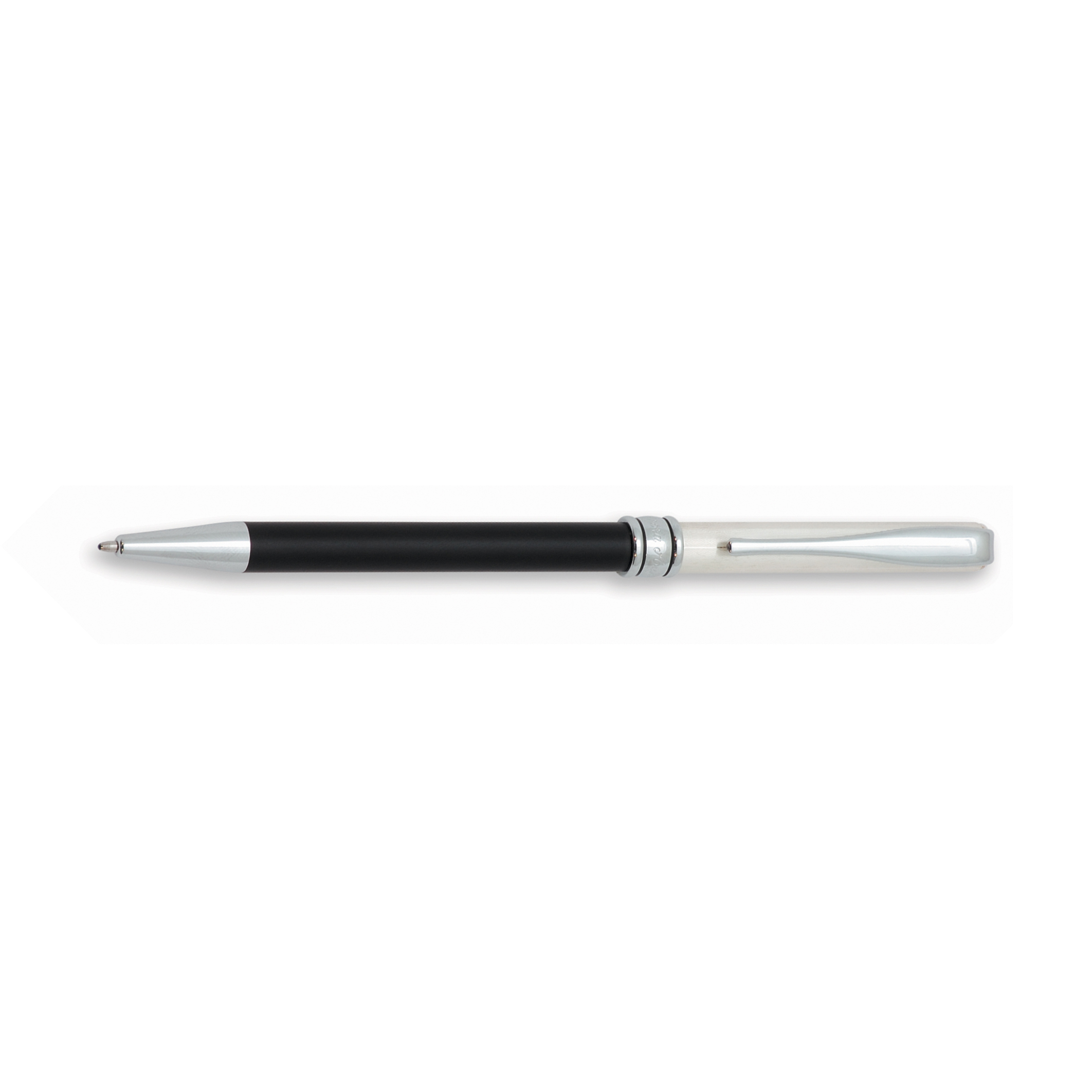 Aurora Magellano Solid Sterling Silver Linear Guilloche and Black Balpen