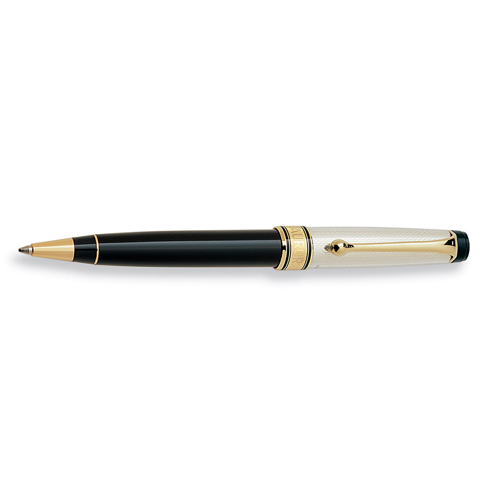Aurora Optima Grana di Riso Black and Sterling Silver GT Stylo Bille