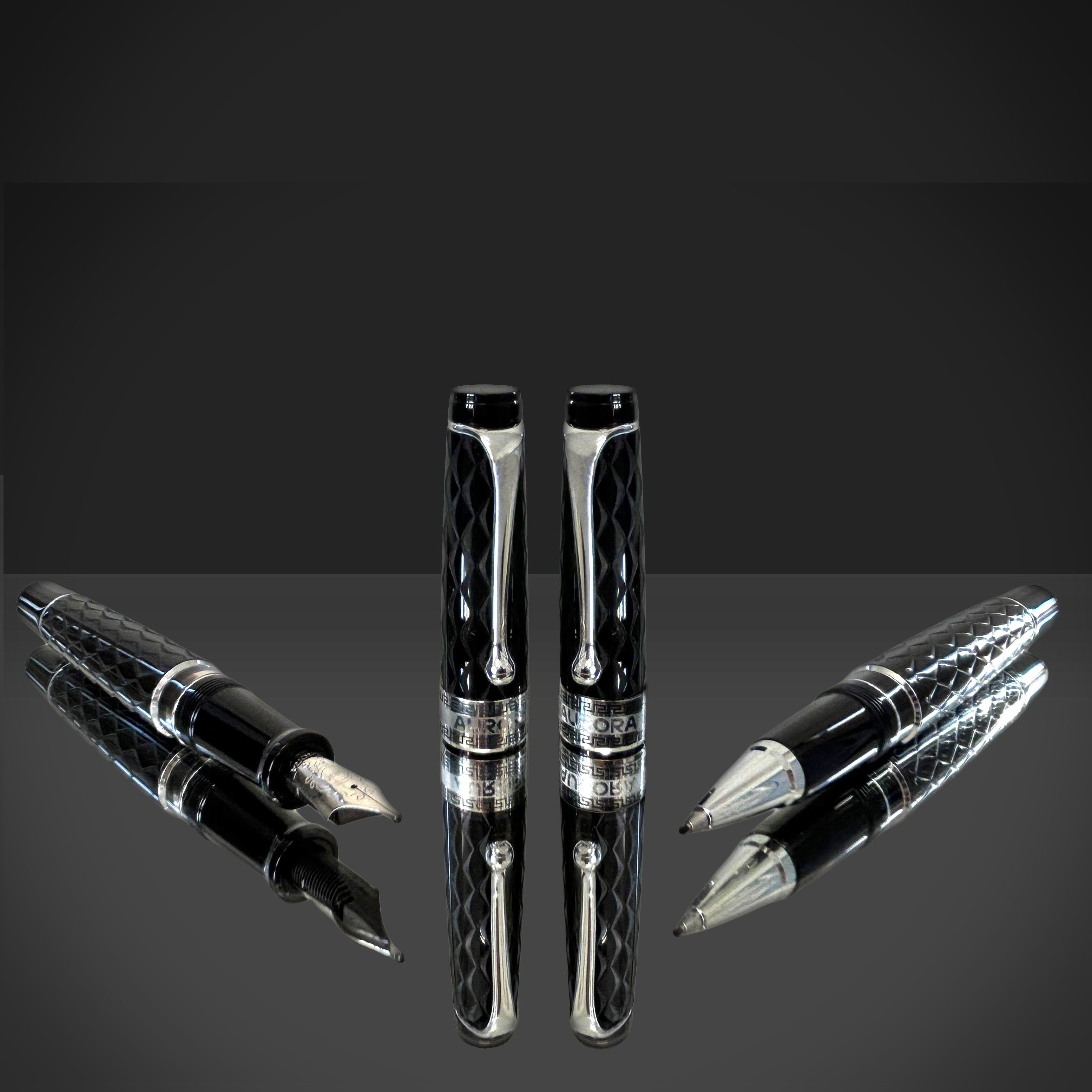 Aurora Optima Rombo Guilloché Black CT Fountain pen