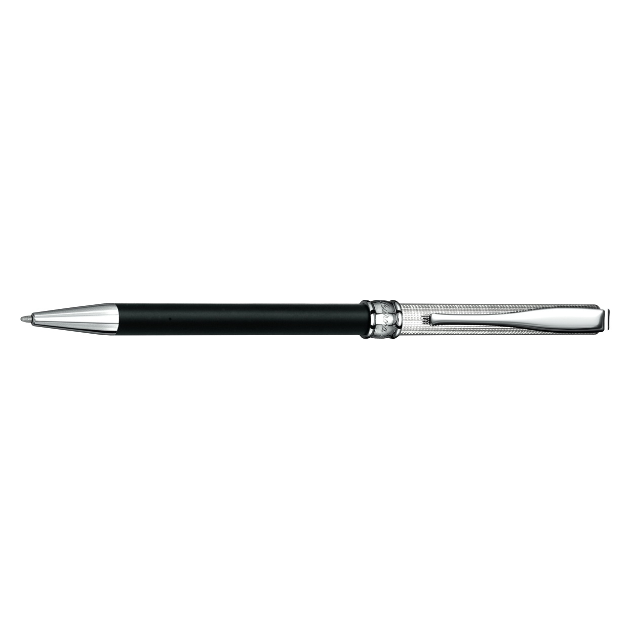 Aurora Magellano Solid Sterling Silver Barley Guilloche and Black Kugelschreiber