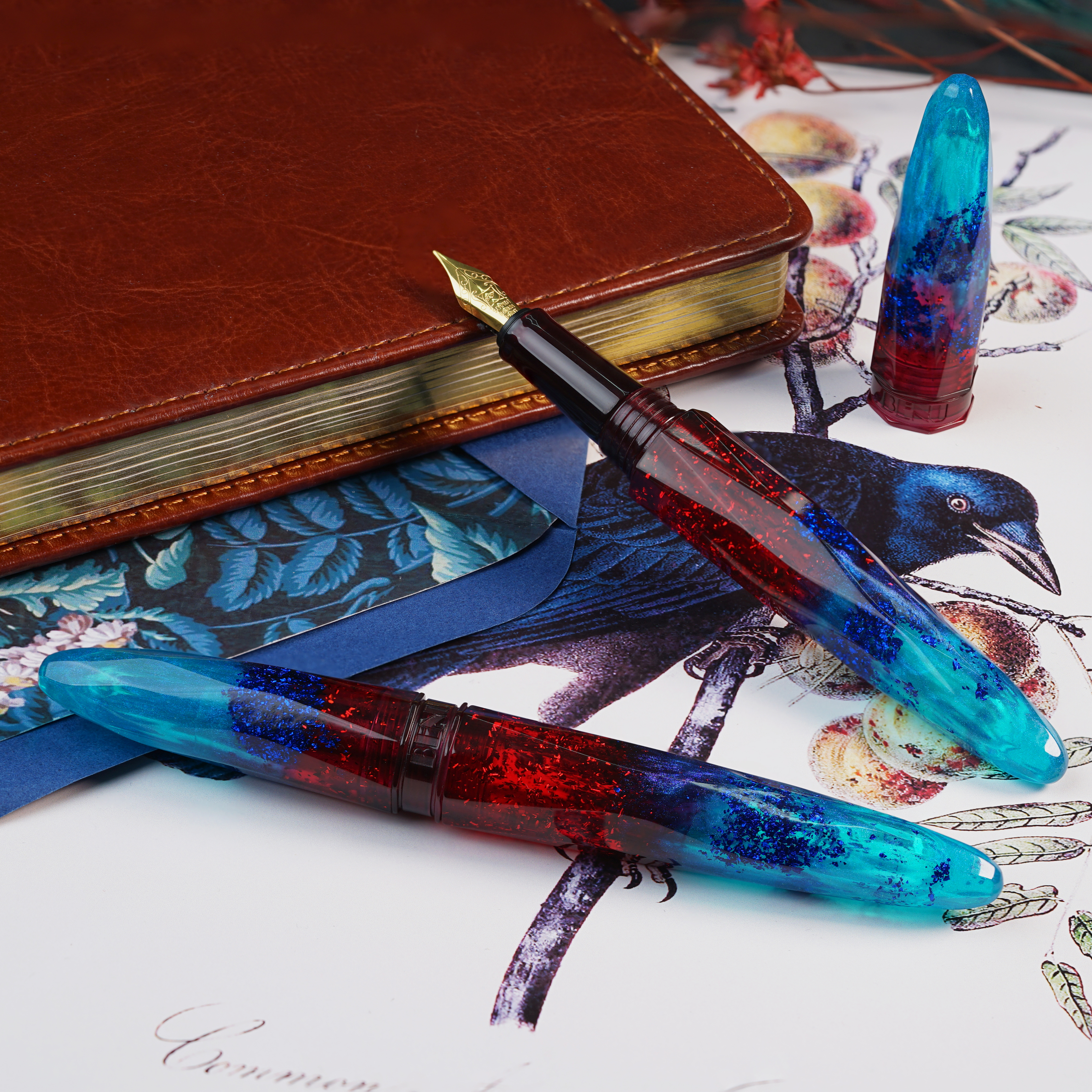 Benu Briolette Fiery Azure Fountain pen Benu Briolette Fiery Azure Fountain pen