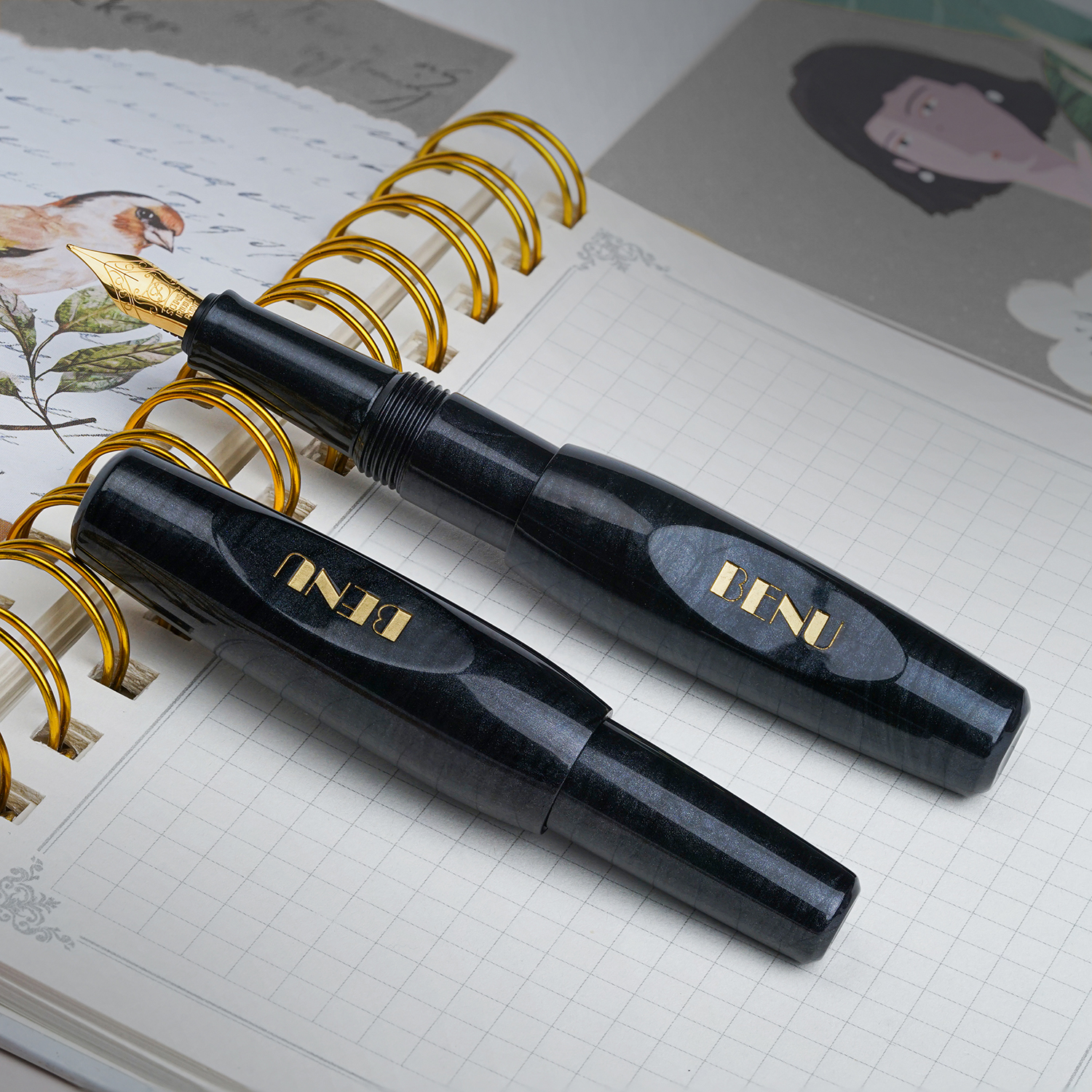 Benu Pixie Smoky Black GT Pocket Fountain pen Benu Pixie Smoky Black GT Pocket Fountain pen
