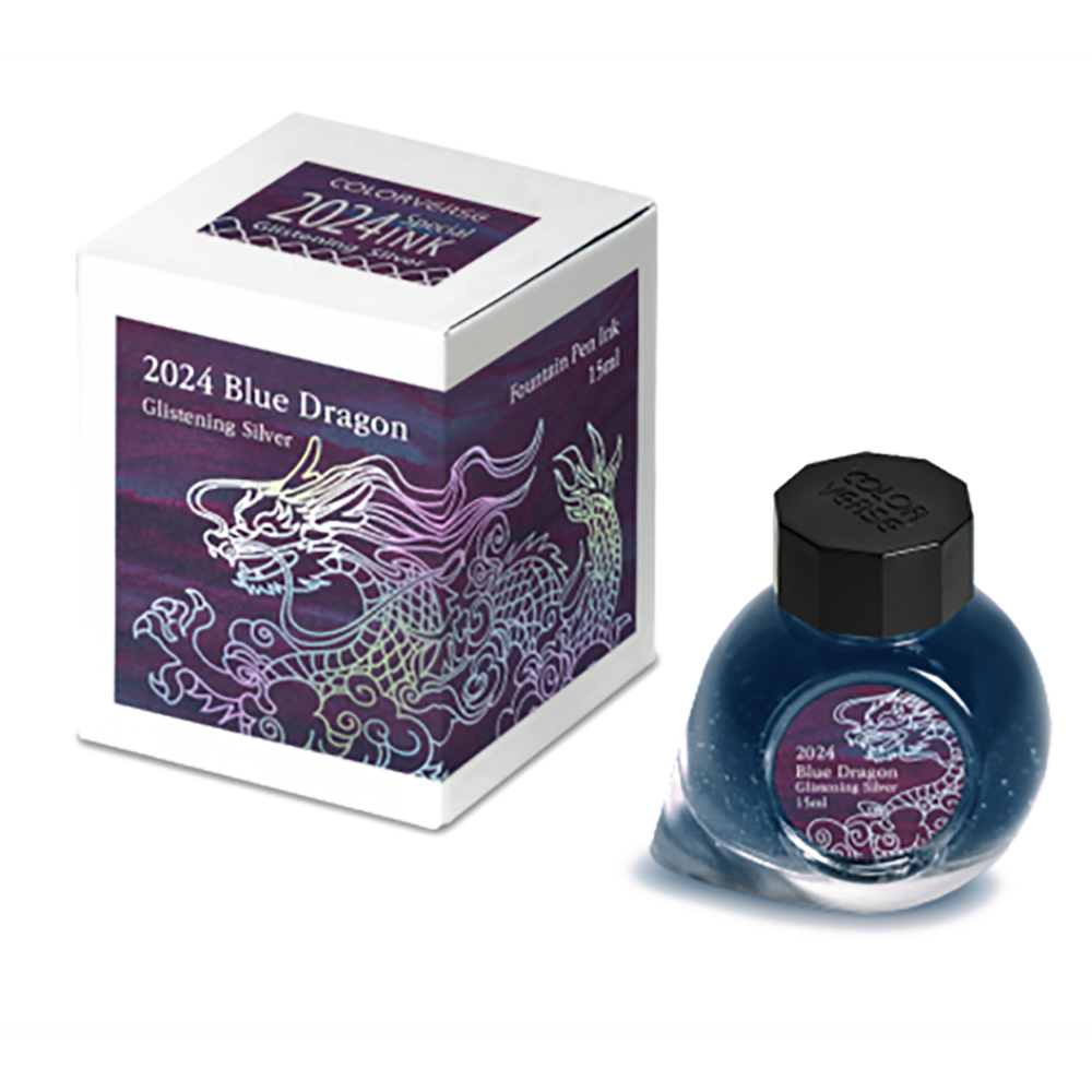 Colorverse 2024 Blue Dragon Glistening Silver 15 ml. Ink Bottle