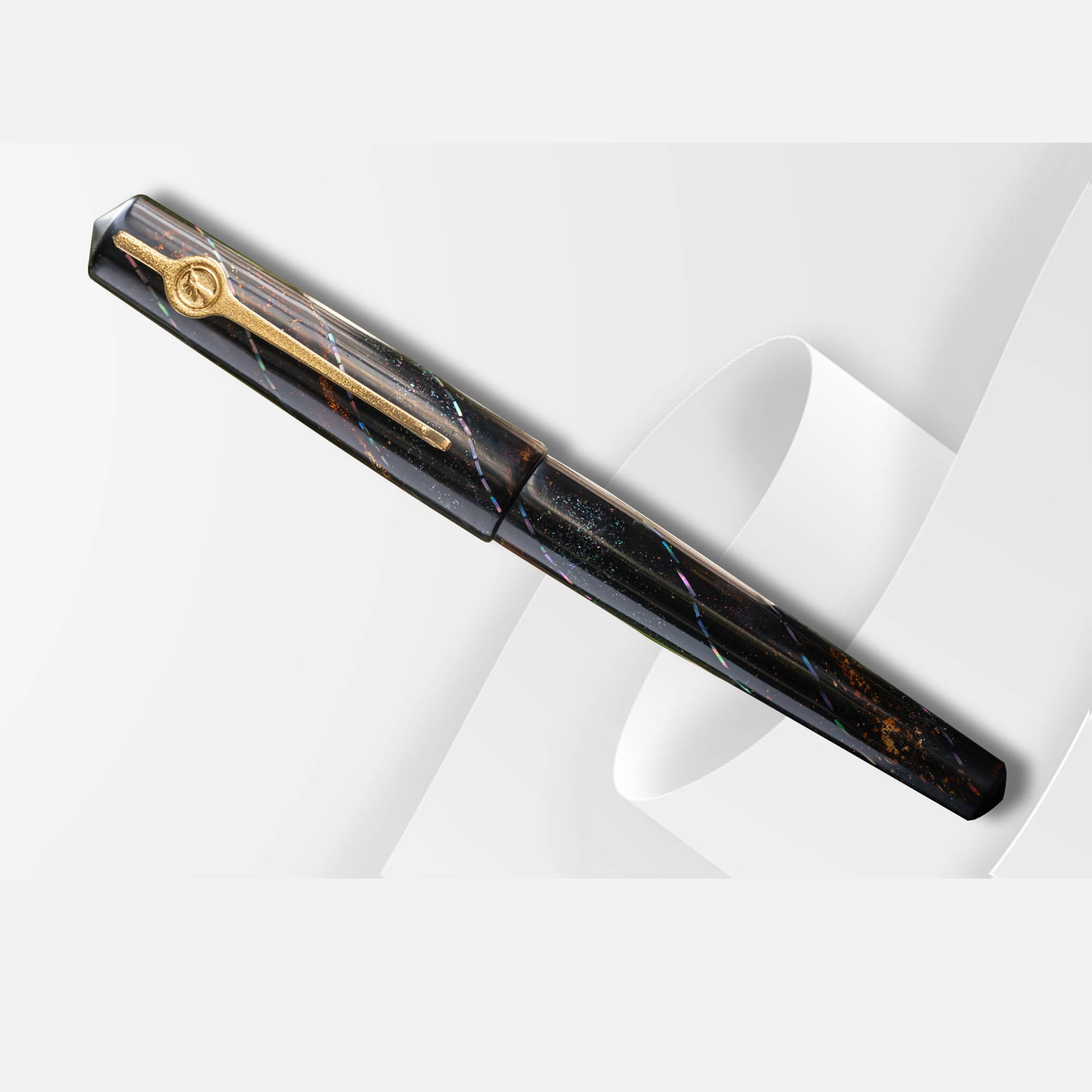 ConCoPens Mother-of-Pearl Lacquer Inlay Aurora Scroll Füllfederhalter