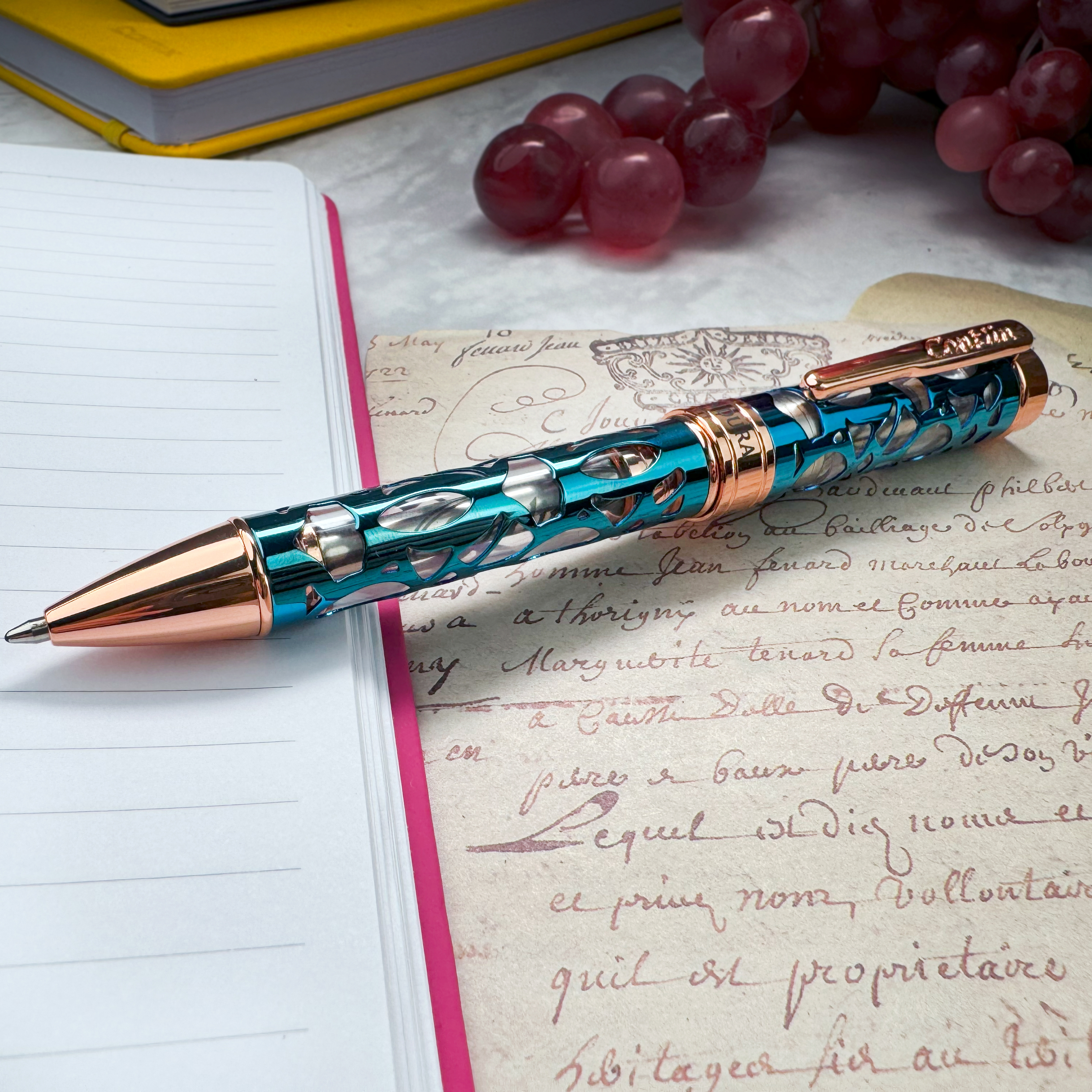 Conklin Endura Deco Crest Demo Blue Rose Gold Ballpoint