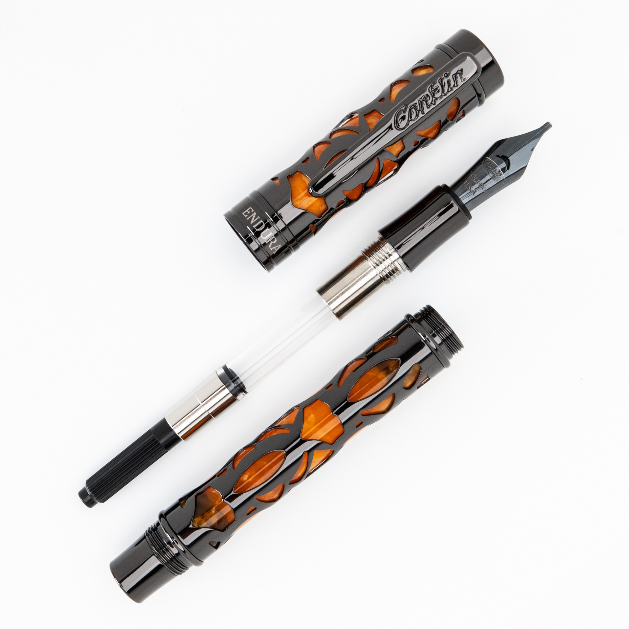 Conklin Endura Deco Crest Demo Orange Black Fountain pen Conklin Endura Deco Crest Demo Orange Black Fountain pen