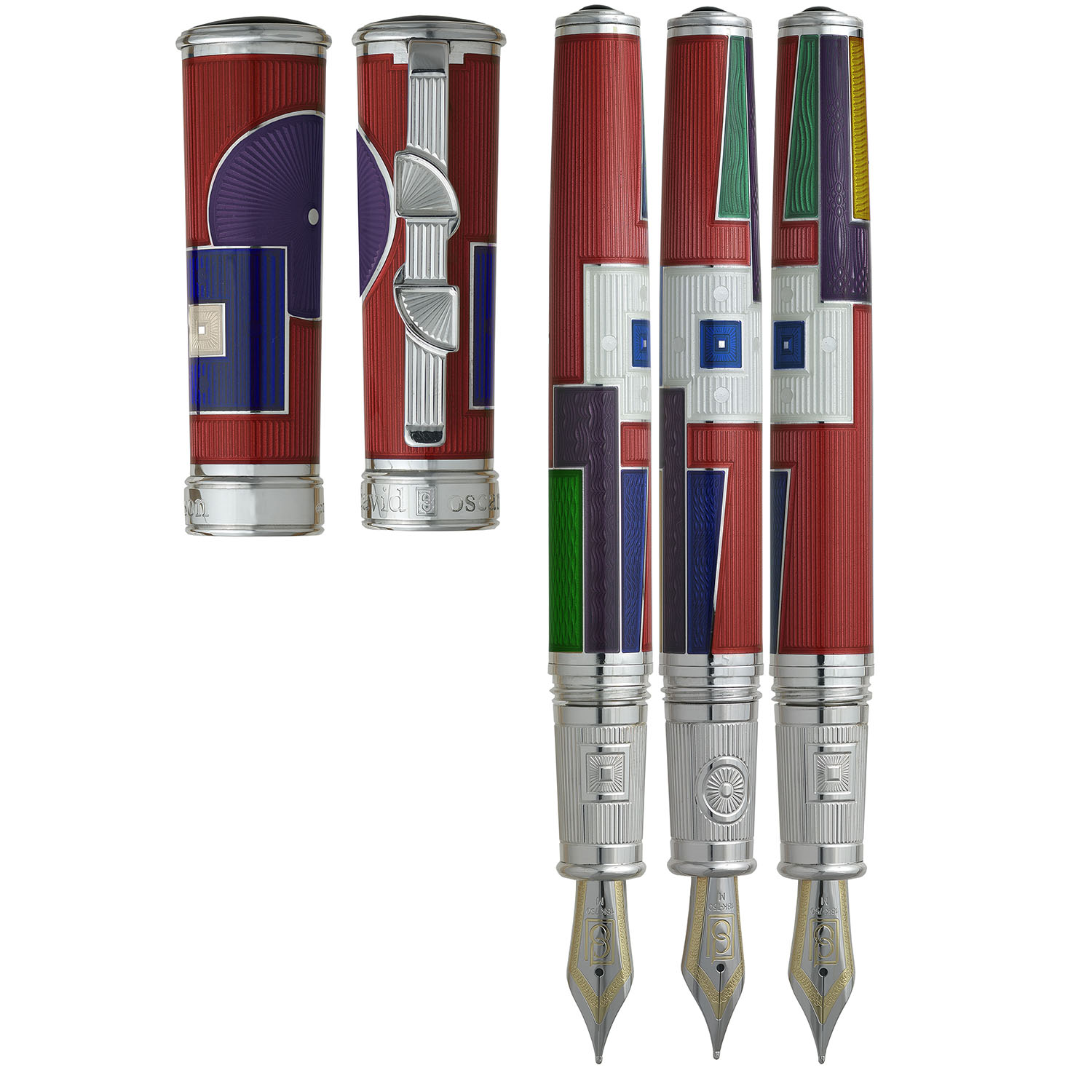 David Oscarson 15th Anniversary American Art Deco Red ST Fountain pen