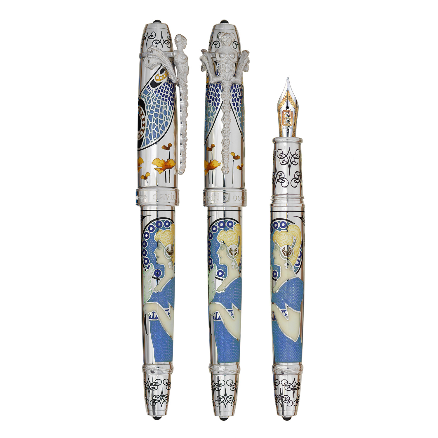 David Oscarson 25th Silver Anniversary French Blue Füllfederhalter