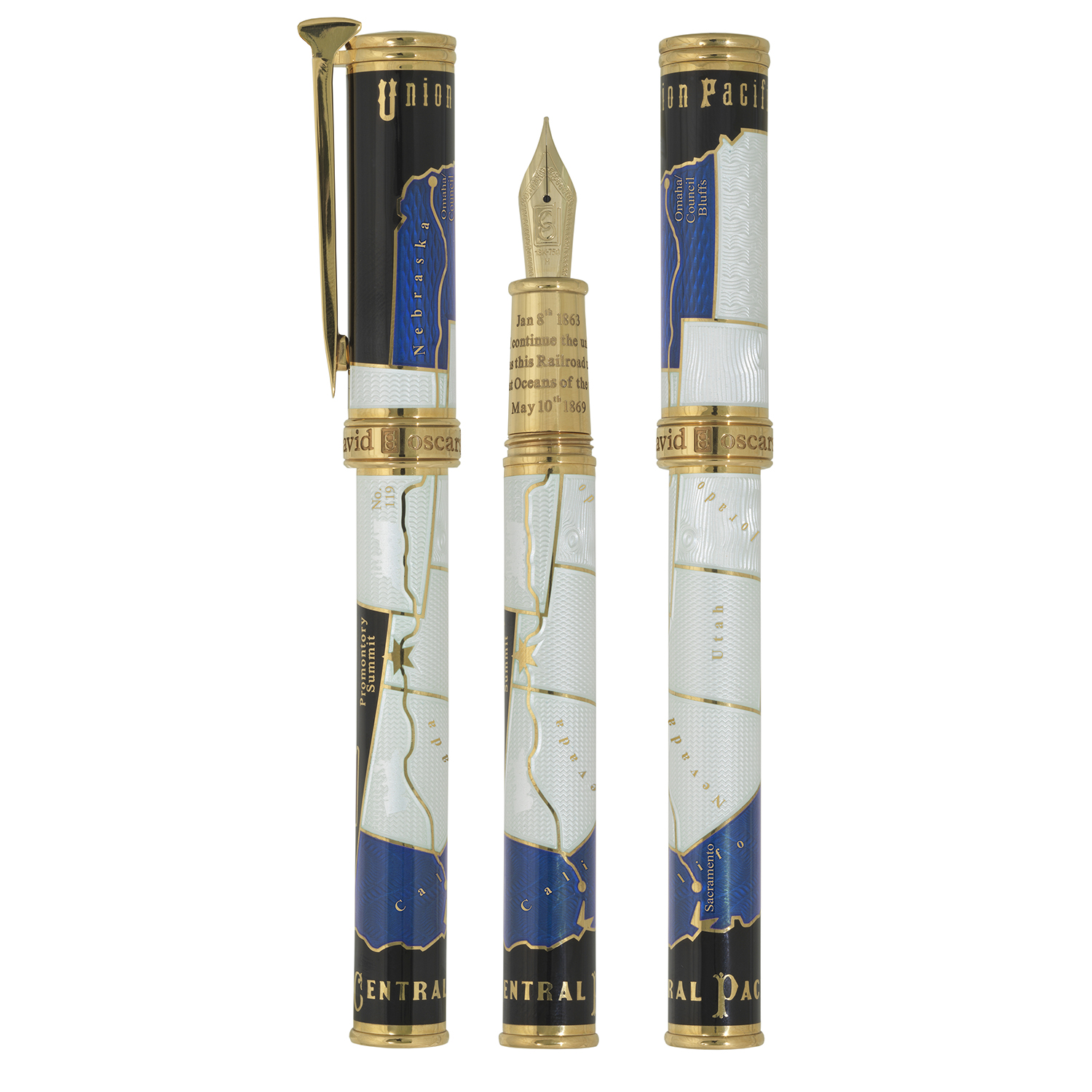 David Oscarson Golden Spike Blue and Gold GT Fountain pen David Oscarson Golden Spike Blue and Gold GT Fountain pen