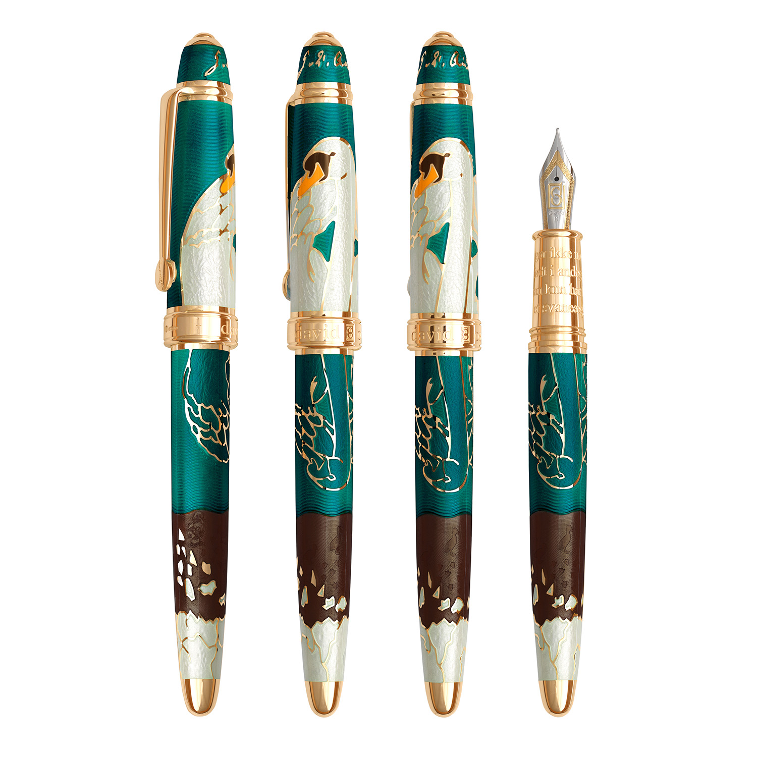 David Oscarson Hans Christian Andersen Teal Coffee White GT Pluma estilográfica