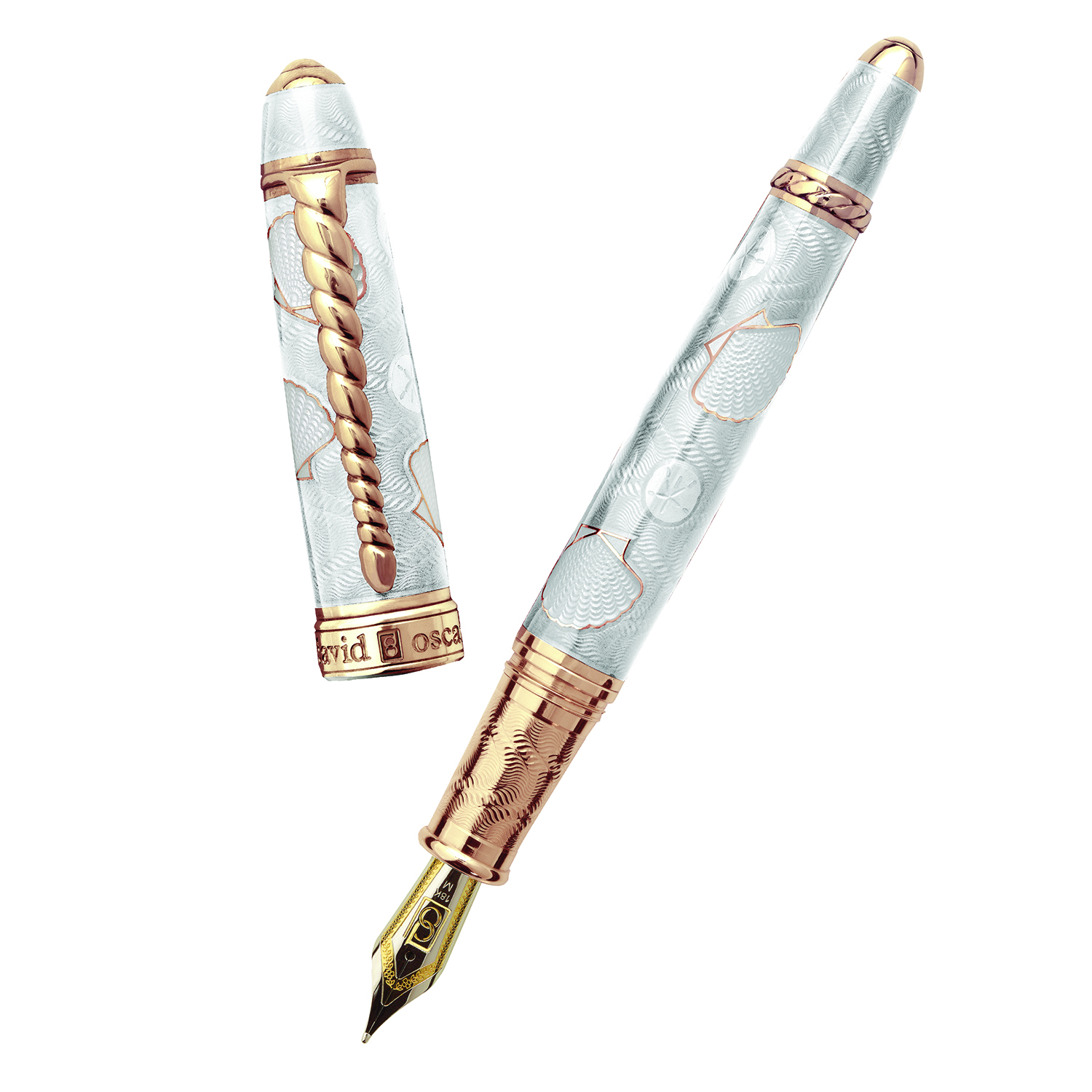 David Oscarson Seaside White Rose Gold Fountain pen David Oscarson Seaside White Rose Gold Fountain pen