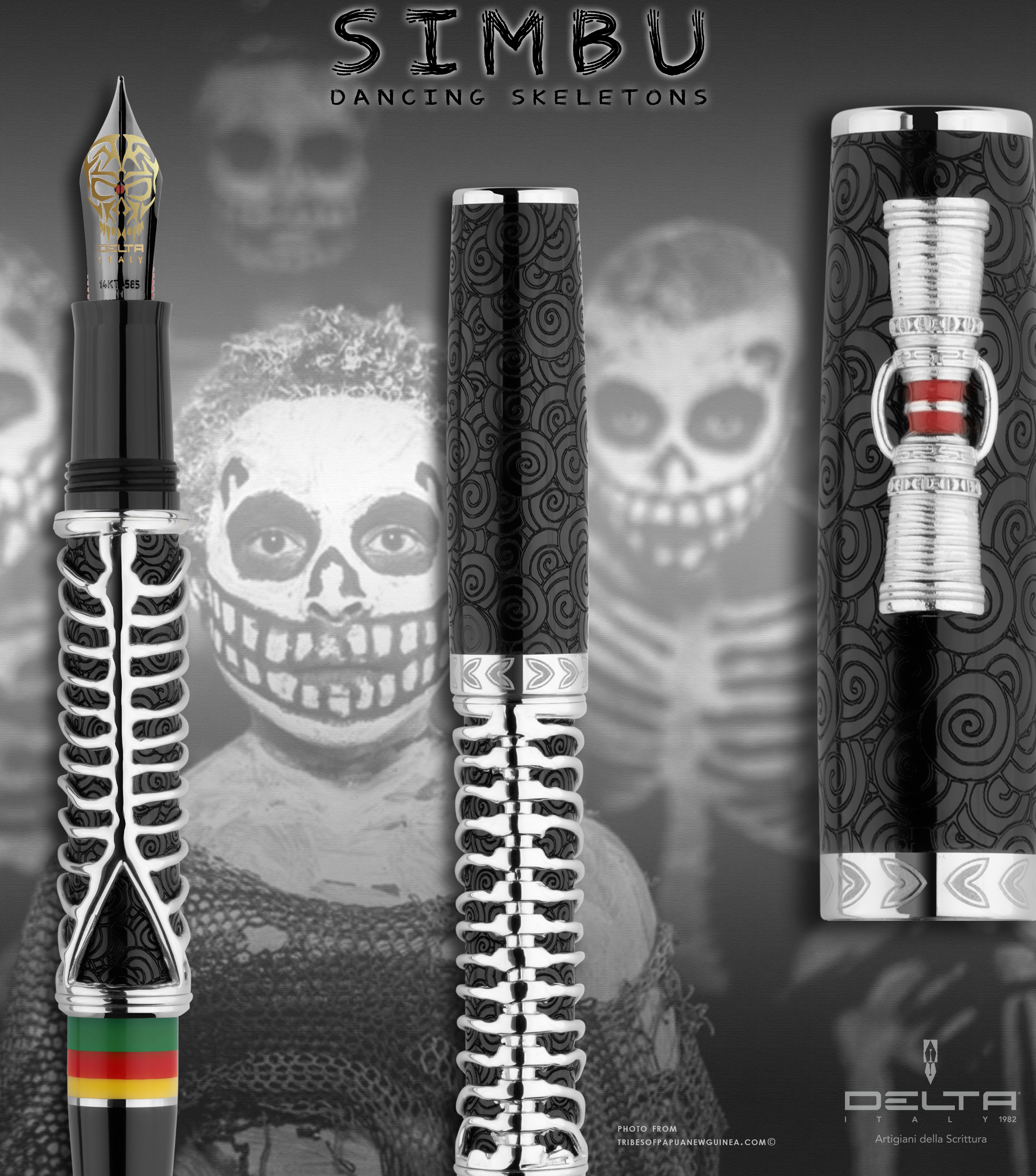 Delta Indigenous Simbu Black Sterling Silver LE ST Fountain pen Delta Indigenous Simbu Black Sterling Silver LE ST Fountain pen
