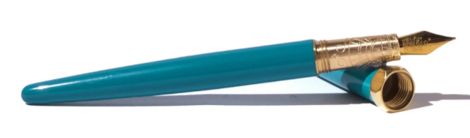 Printmaker's Teal Brush Fountain Pen | Gold-Plated Fine Nib Printmaker's Teal Brush Fountain Pen | Gold-Plated Fine Nib