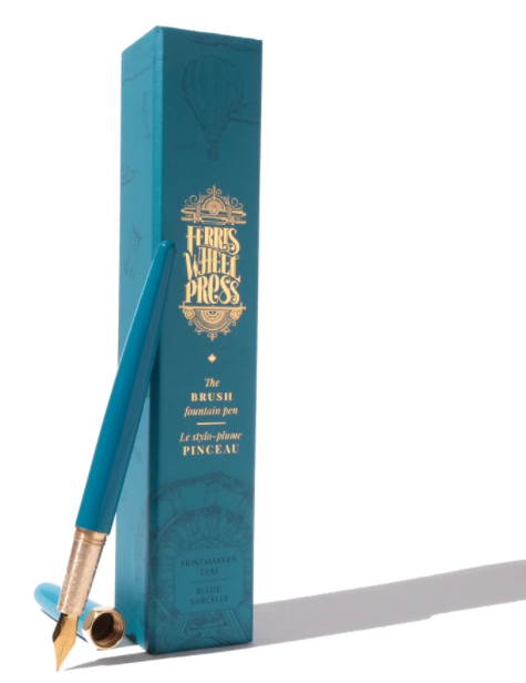 Ferris Wheel Press Brush Printmakers Teal Gold Plated Nib Reservoarpenna