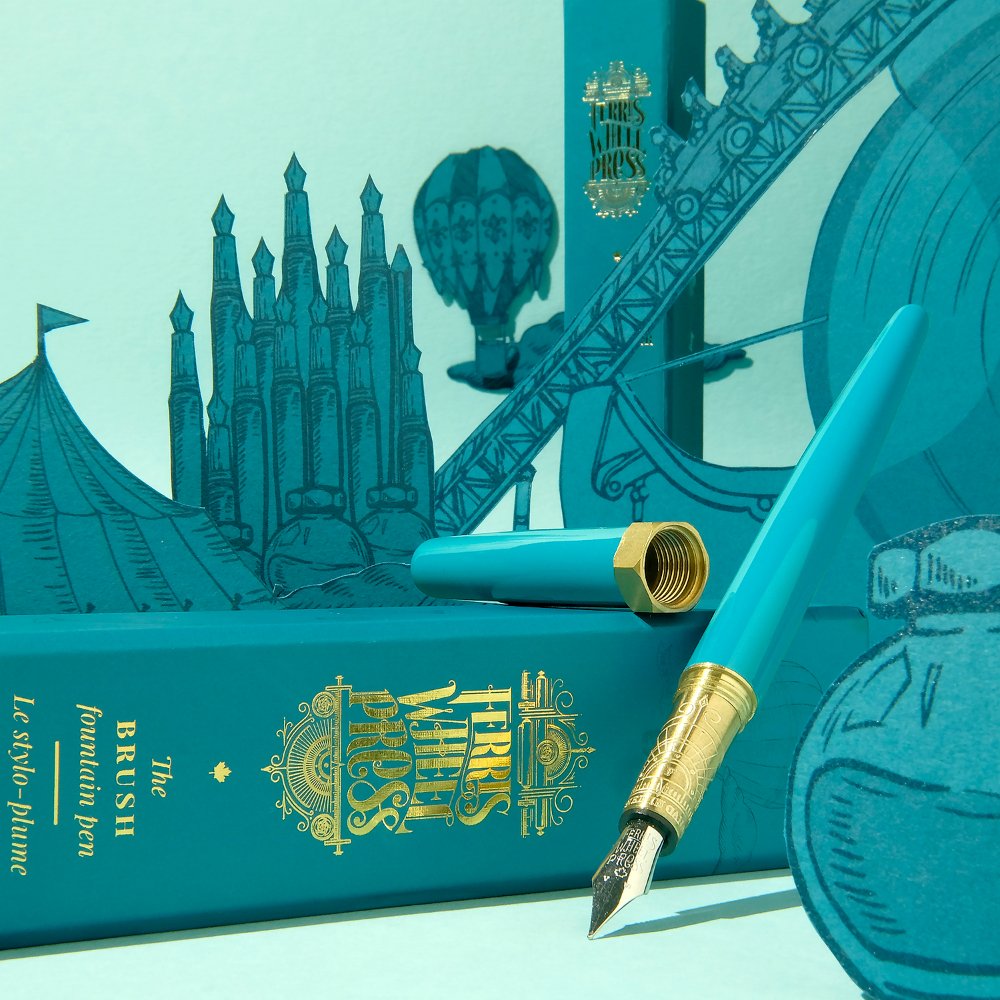 Ferris Wheel Press Brush Printmakers Teal Plumo Estilográfica