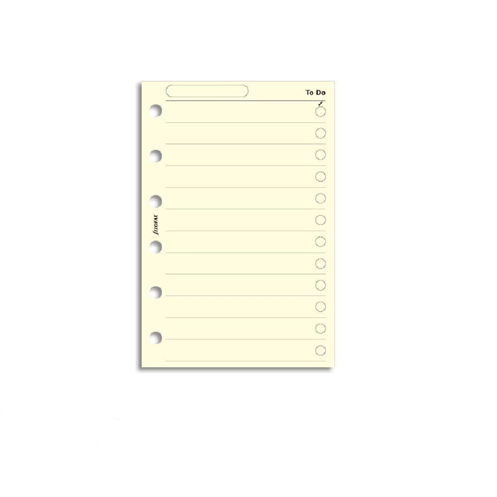 Filofax Refill Pocket Cream To Do List