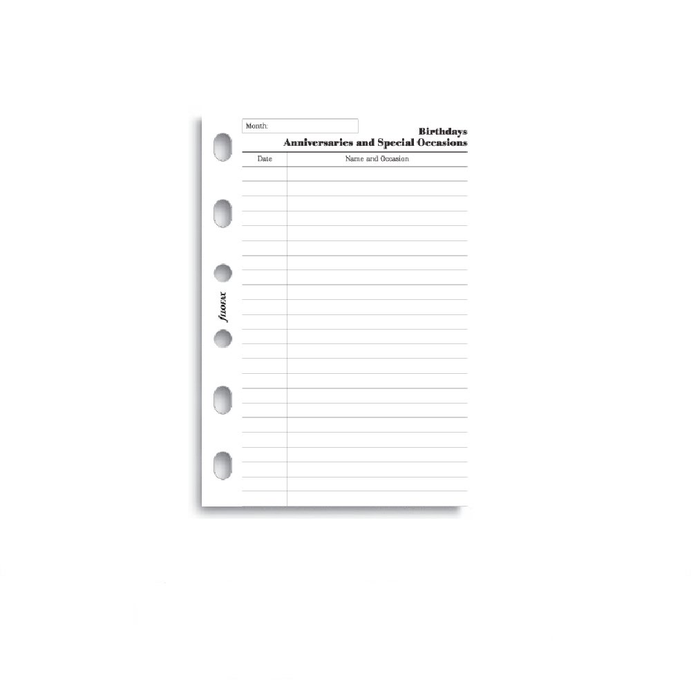 Buy Filofax Refill Pocket White Birthdays & Anniversaries Notepaper Filofax Refill Pocket White Birthdays & Anniversaries Notepaper