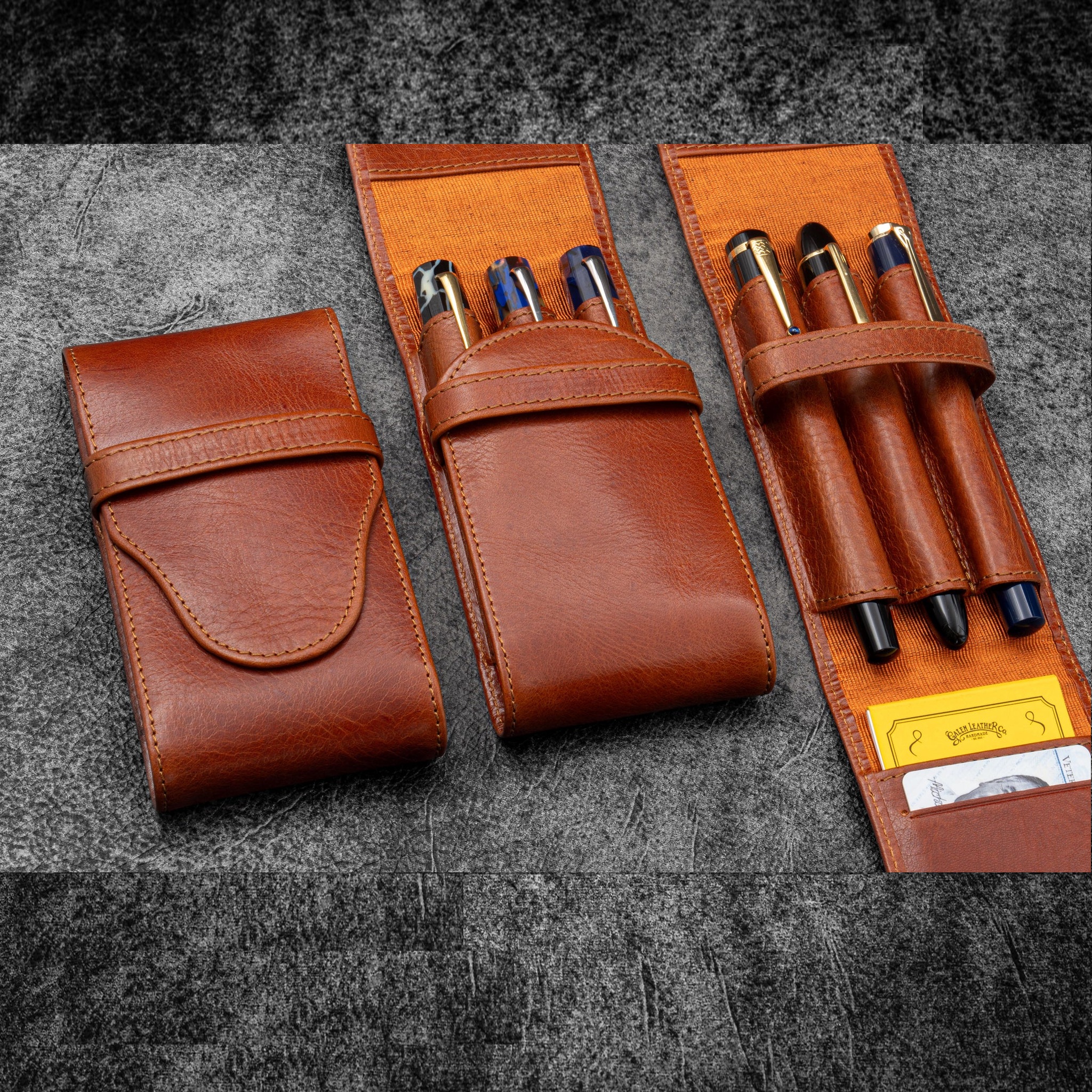Galen Leather Legacy Deep Cognac TwinFlip Penetui (3-delig)