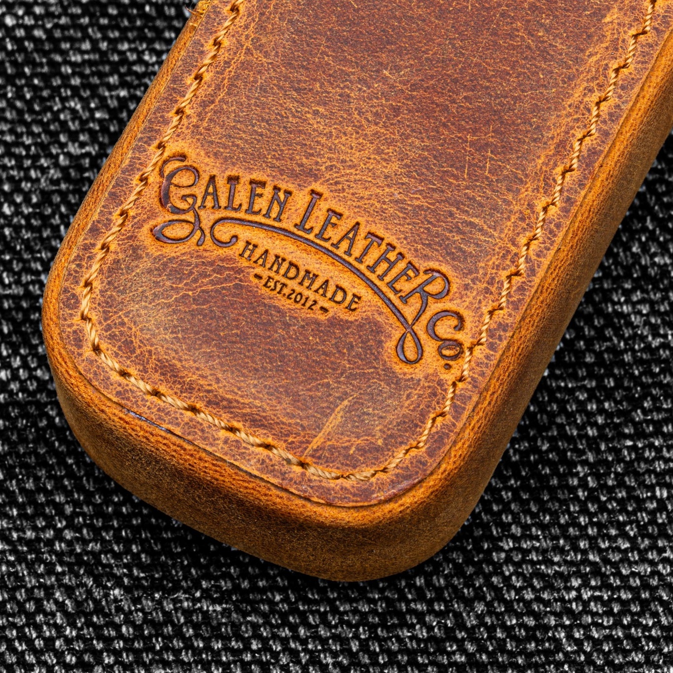 Galen Leather Magnum Opus Zippered Single Crazy Horse Brown Oversized Hard Pen Case