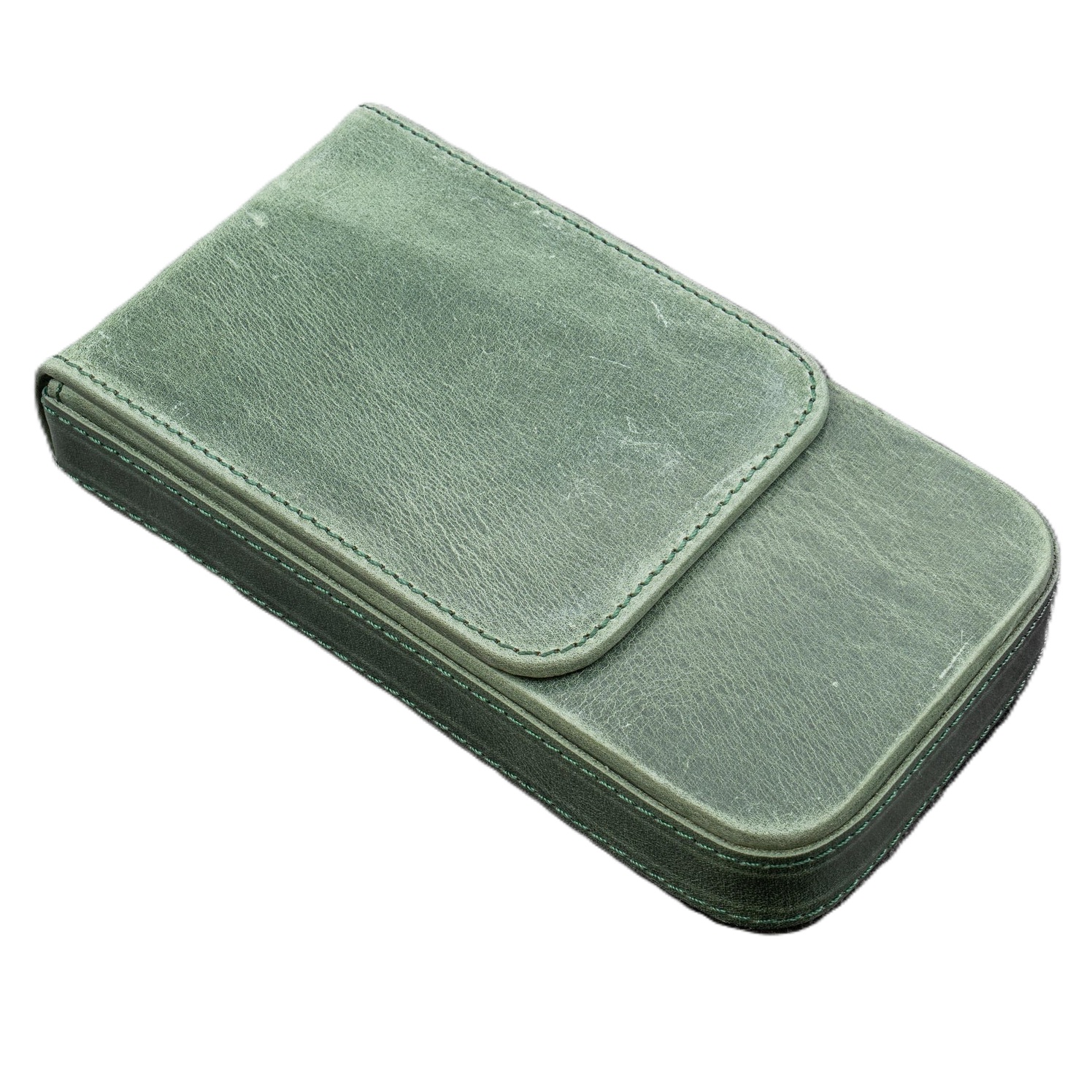 Galen Leather Magnum Opus 3 Slots Crazy Horse Forest Green Hard Pen Case