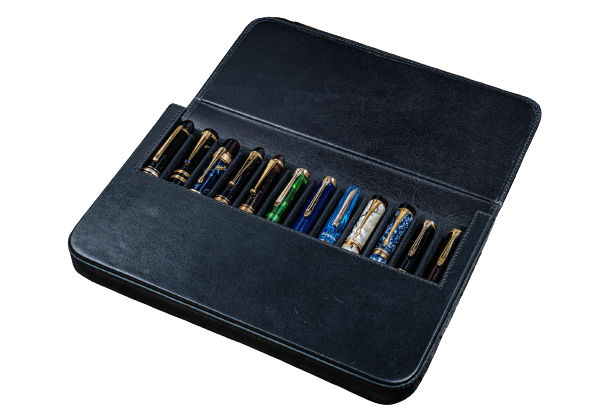 Galen Leather Magnum Opus 12 Slots Black Hard Pen Case