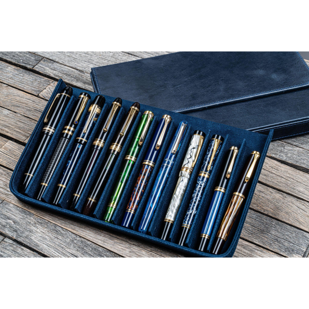 Galen Leather Magnum Opus 12 Slots Crazy Horse Navy Blue Hard Pen Case Galen Leather Magnum Opus 12 Slots Crazy Horse Navy Blue Hard Pen Case