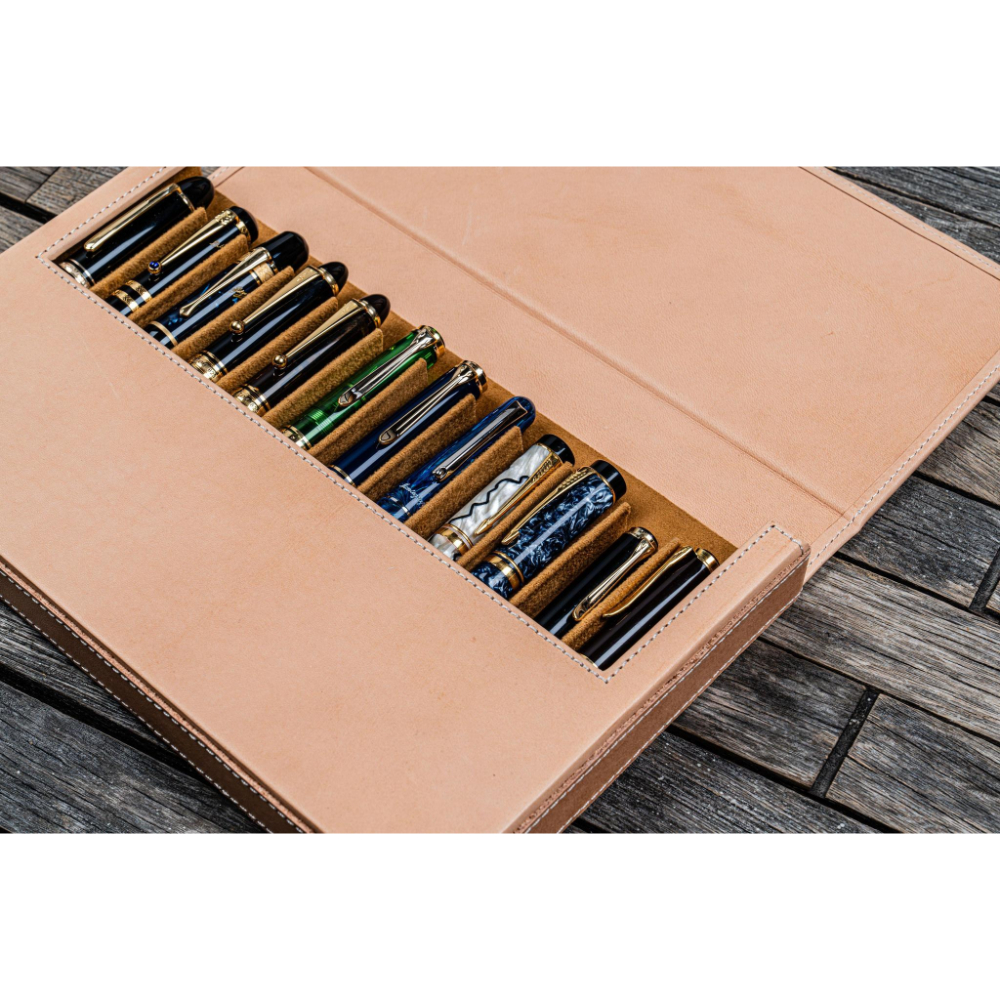 Galen Leather Magnum Opus 12 Slots Undyed Leather Hard Pen Case Galen Leather Magnum Opus 12 Slots Undyed Leather Hard Pen Case