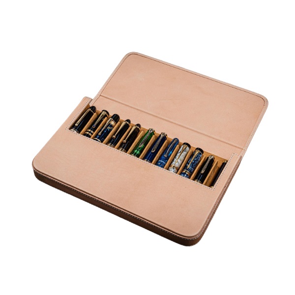 Galen Leather Magnum Opus 12 Slots Undyed Leather Hard Pen Case Galen Leather Magnum Opus 12 Slots Undyed Leather Hard Pen Case