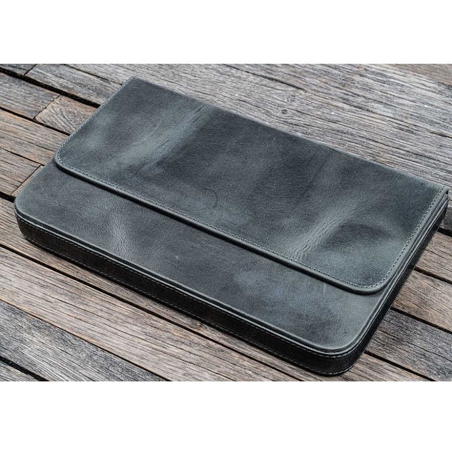 Galen Leather Magnum Opus 12-vaks Crazy Horse Smoky Grey Pennenmap