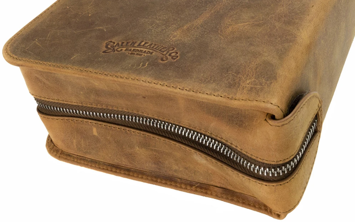 Galen Leather Crazy Horse Brown Zippered Pen Pouch (Fortyfold)