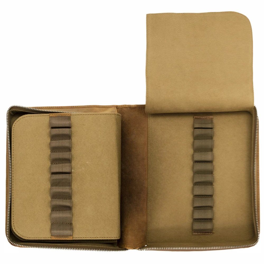 Galen Leather Crazy Horse Brown Zippered Pen Pouch (Fortyfold)