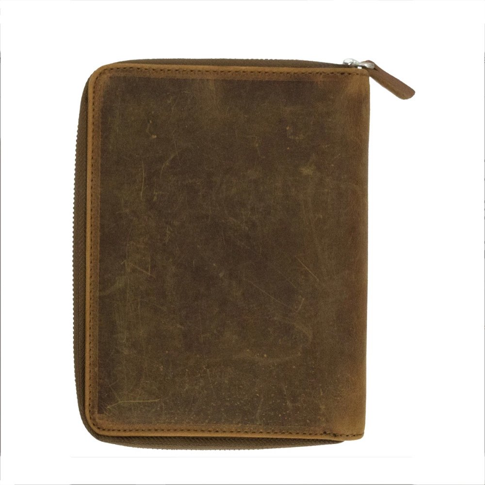 Galen Leather Crazy Horse Brown Zippered Pen Pouch (Fivefold) Galen Leather Crazy Horse Brown Zippered Pen Pouch (Fivefold)