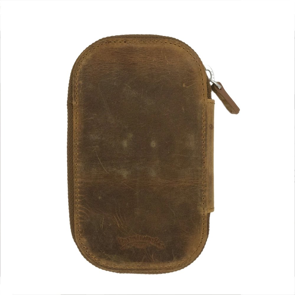 Galen Leather Crazy Horse Brown Zippered Pen Pouch (Sixfold)