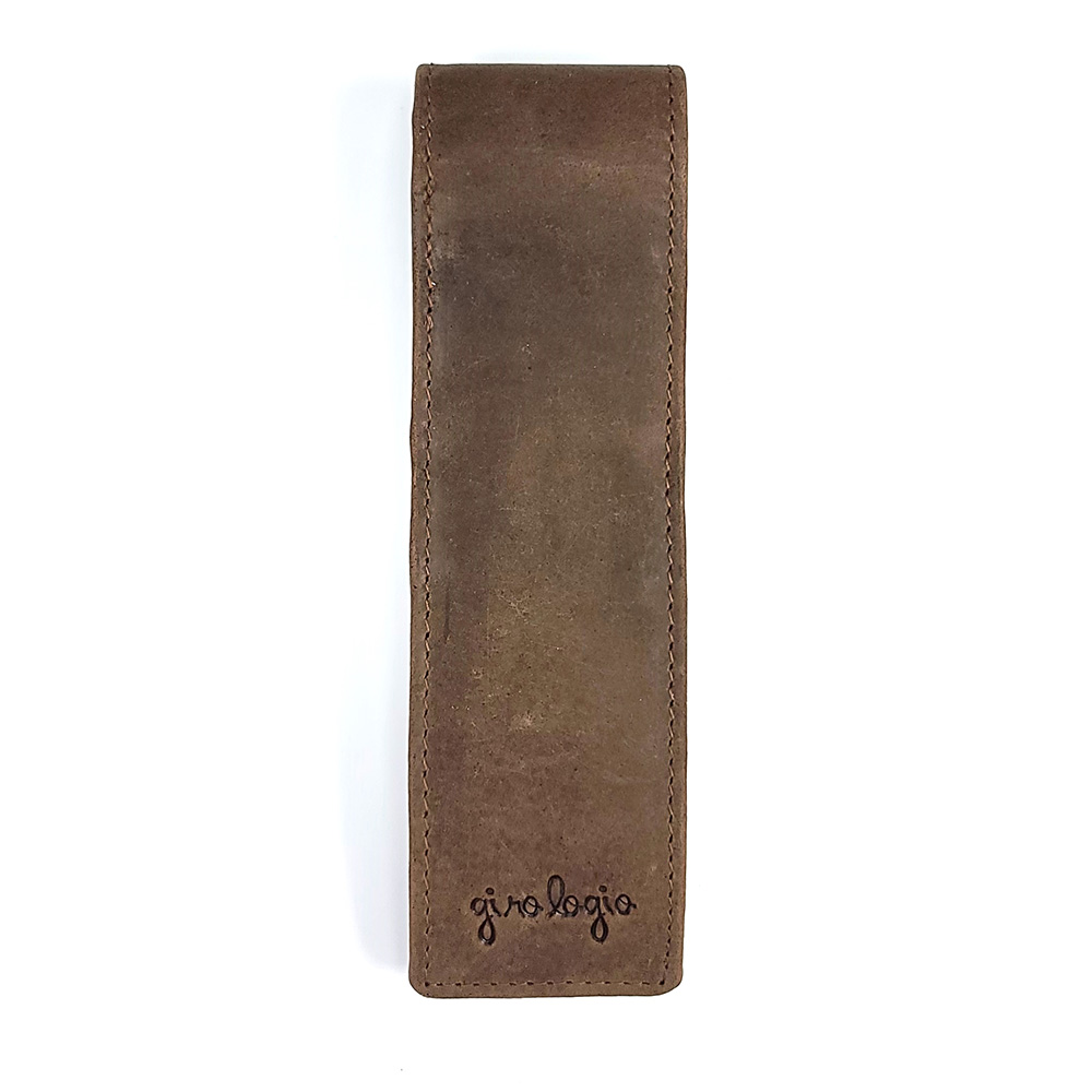 Girologio Bomber Brown Leather Pen Case (Double)