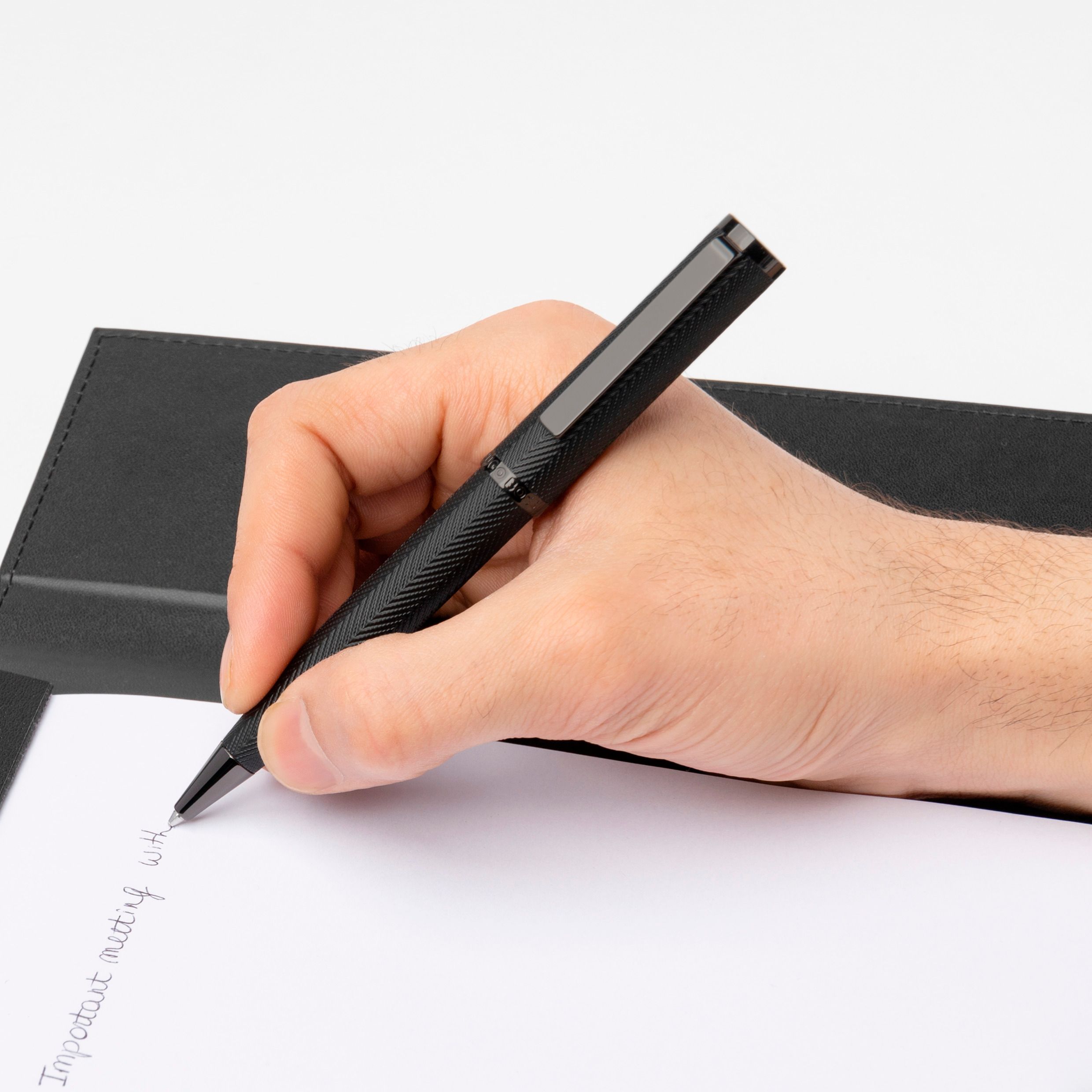 Hugo Boss Formation Herringbone Gunmetal Reservoarpenna