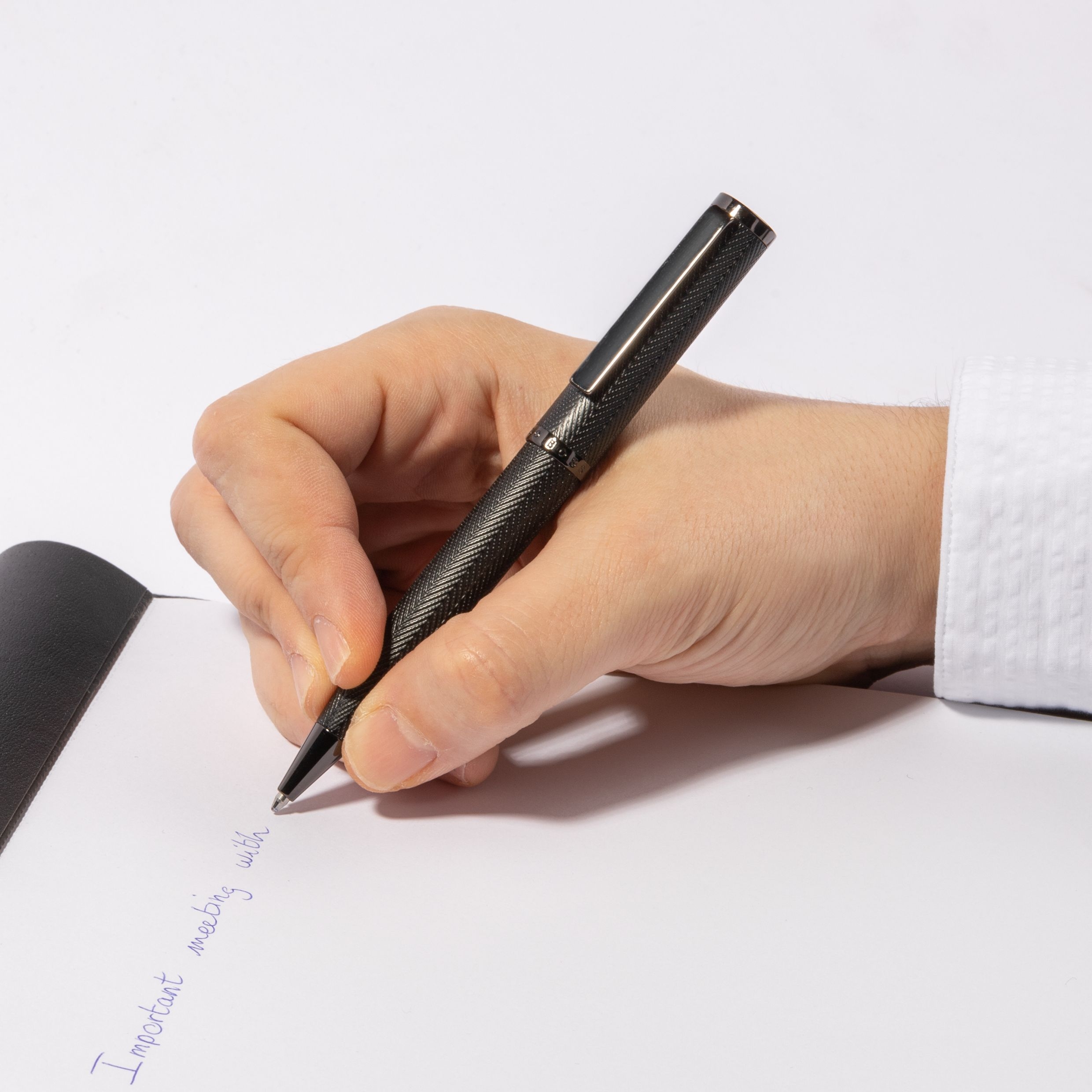 Hugo Boss Formation Herringbone Gunmetal Ballpoint