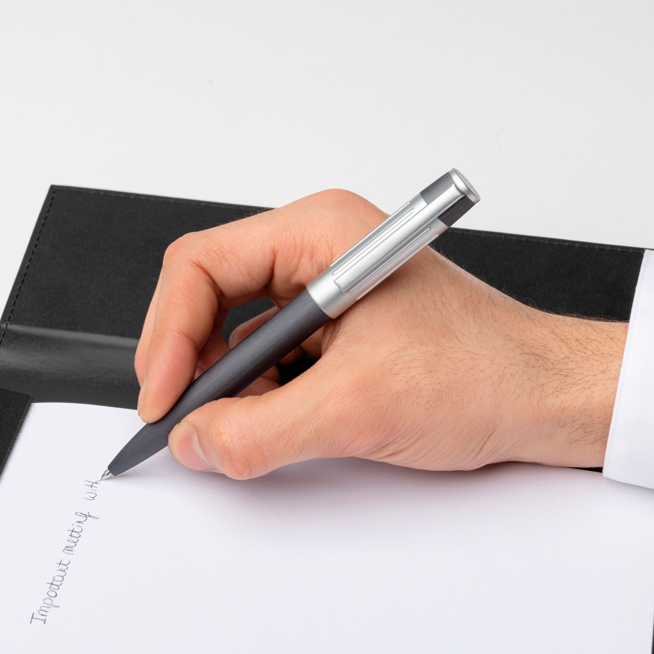 Hugo Boss Gear Ribs Gunmetal Ballpoint