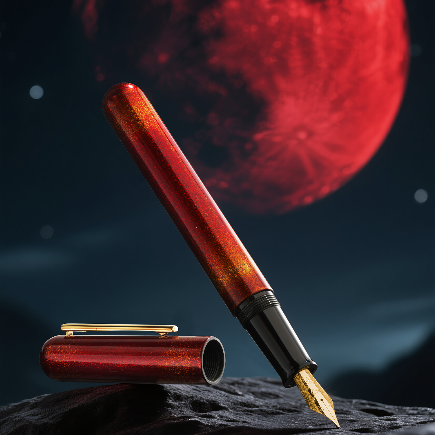 Ikkaku by Nahvalur Urushi Moon Trilogy Blood Moon SE Fountain pen