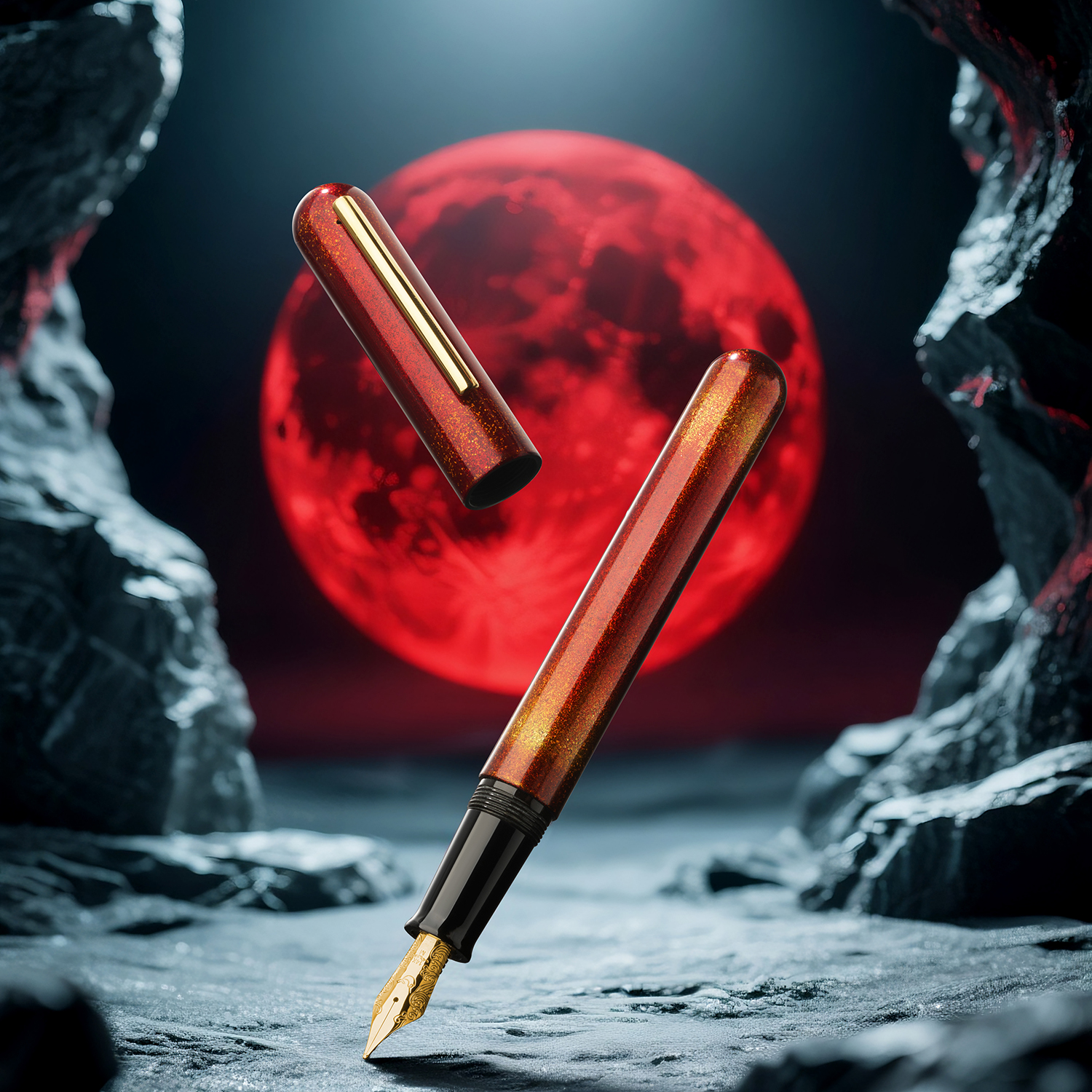 Ikkaku by Nahvalur Urushi Moon Trilogy Blood Moon SE Fountain pen
