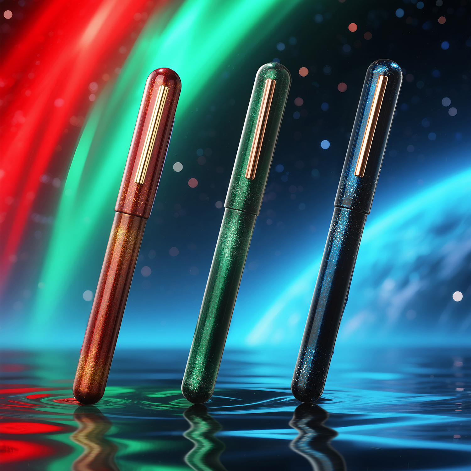 Ikkaku by Nahvalur Urushi Moon Trilogy Green Moon SE Caneta de tinta permanente