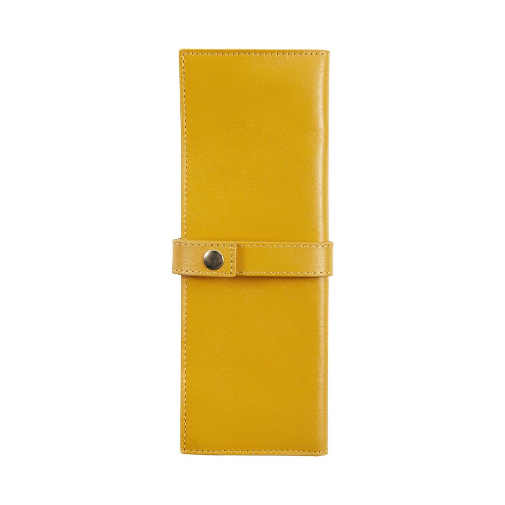 Jacques Herbin Small Leather Amber Pen Pouch (Double)