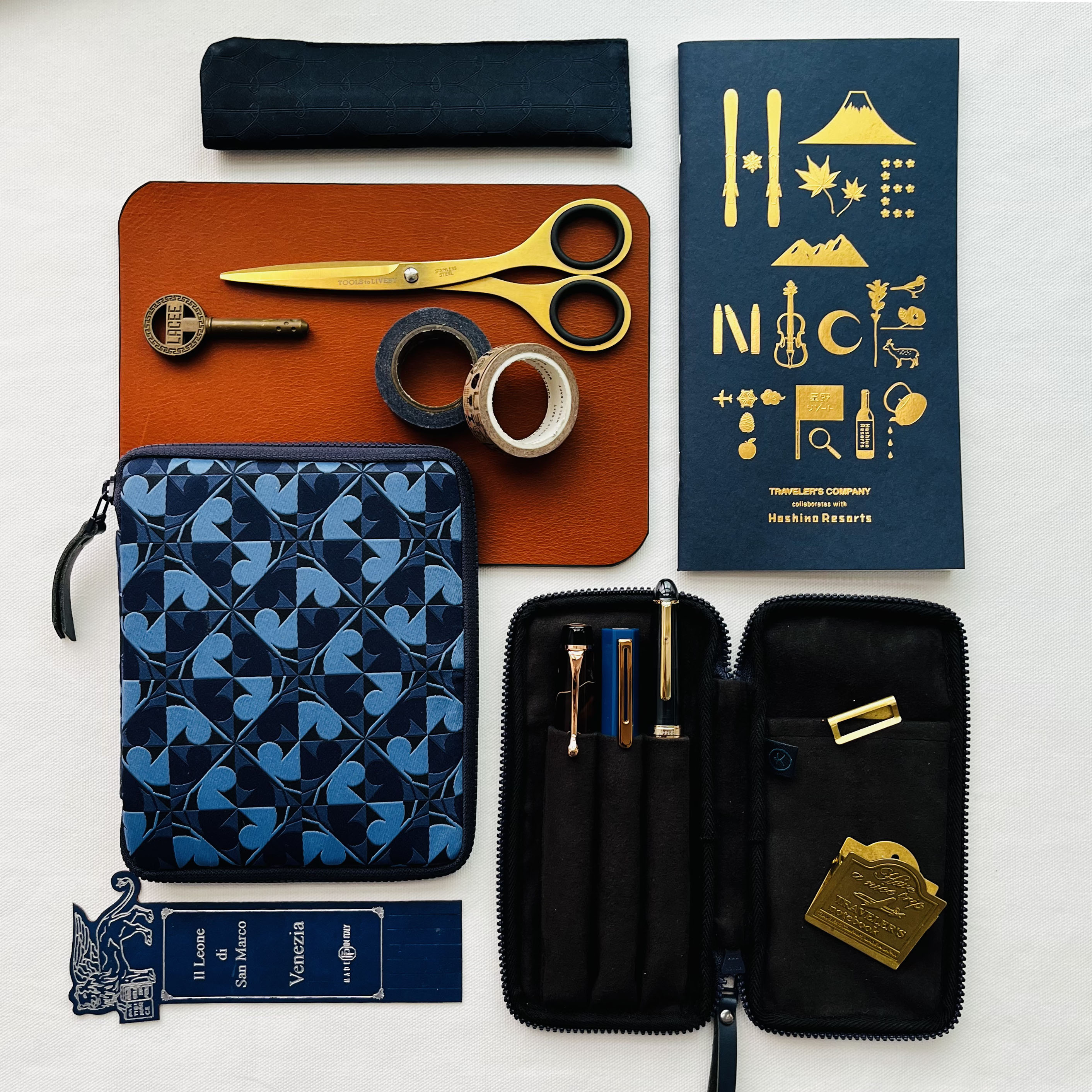 Kyoku Haku Archeology Blue Zippered Pen Pouch (Fivefold) Kyoku Haku Archeology Blue Zippered Pen Pouch (Fivefold)